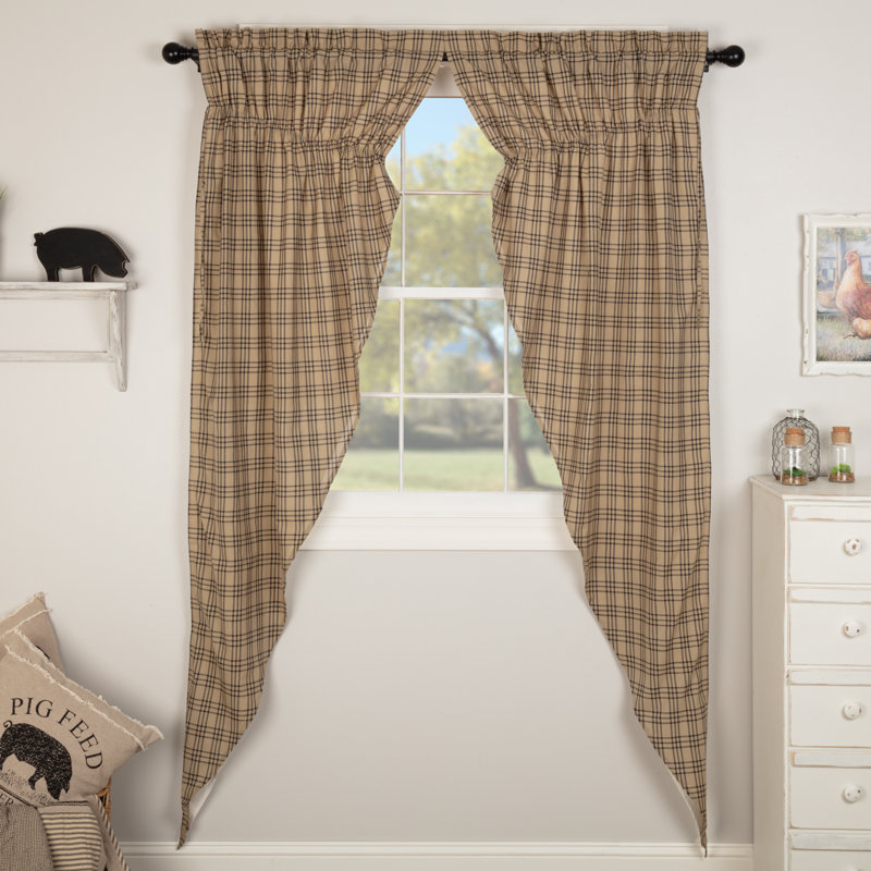 Jacqueline 100% Cotton Room Darkening Curtain Pair, Charcoal, 36" W x 84" L