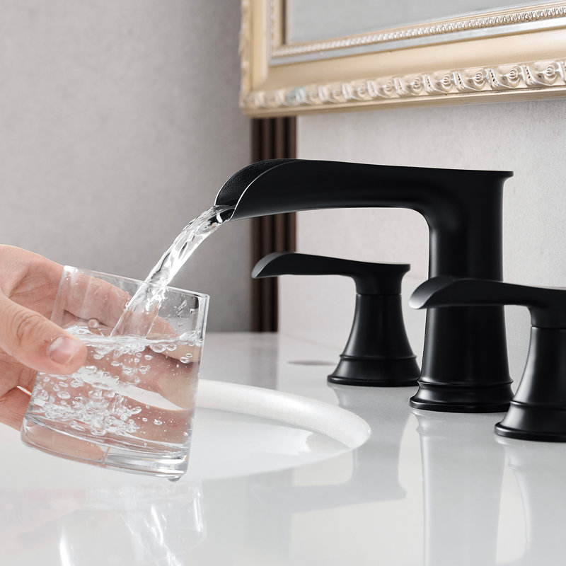 Mélangeur de salle de bain 8 pouces - Noir avec valve à cartouche et côté évier de remplissage en céramique