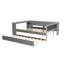  Lit plateforme tapissier pleine grandeur avec bureau intégré, tablettes de rangement, station de charge et gigogne gigogne, gris-55805790