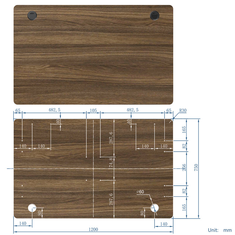 Plateau de table universel 58 po x 28 po Costway, H 1 po x l 47 po x P 30 po