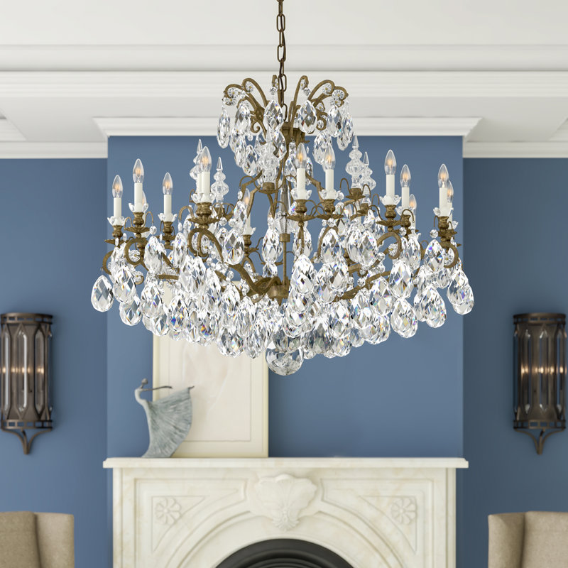 Renaissance 19 - Light Glass Chandelier, Clear Heritage Crystal, Heirloom Bronze