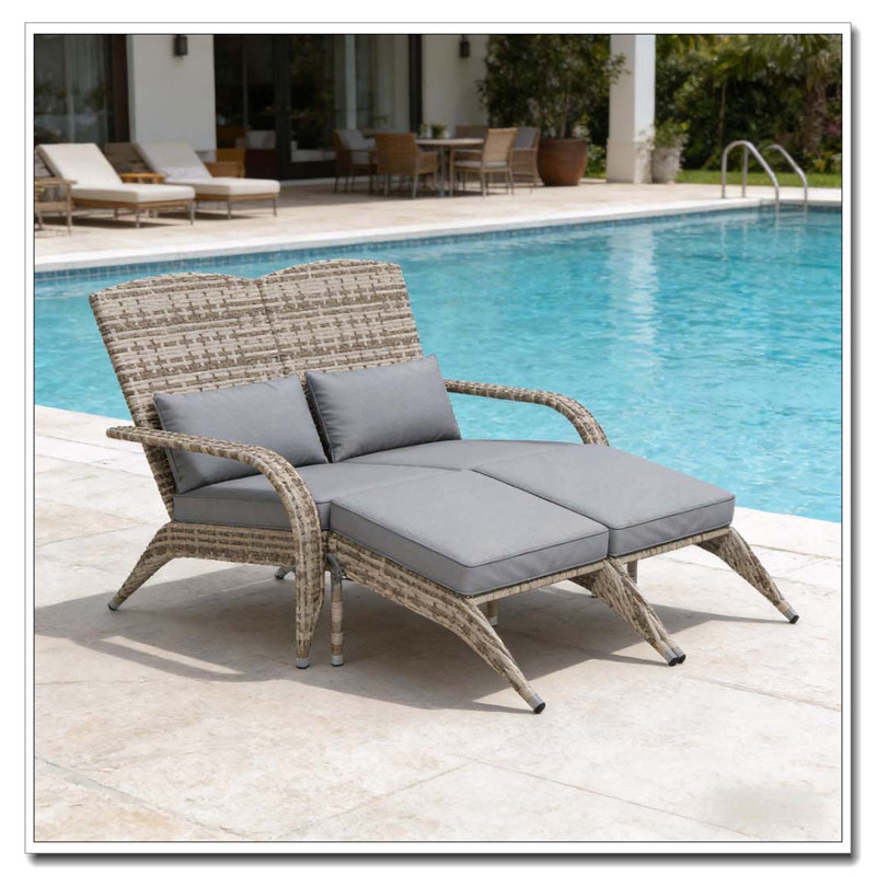 Outdoor High-Back Chair,Garden Wicker Chair, Gray,Yellow