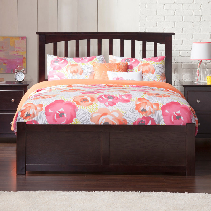 Mission Solid Wood Platform Bed with Footboard & Storage Drawers, Queen, Espresso