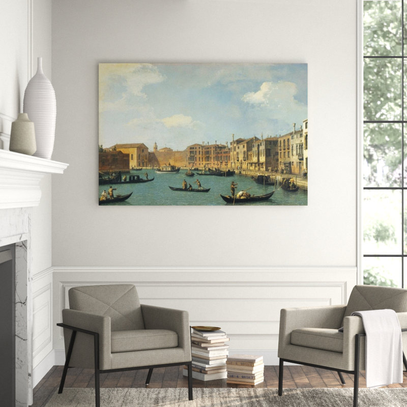 View Of The Canal Of Santa Chiara Print by Antonio Canaletto, Glass Coat, 30" H x 44" W x 1.5" D