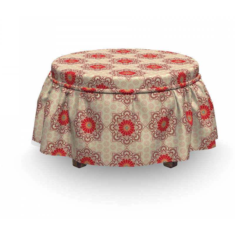Housse pour repose-pieds floral mandala fleurs