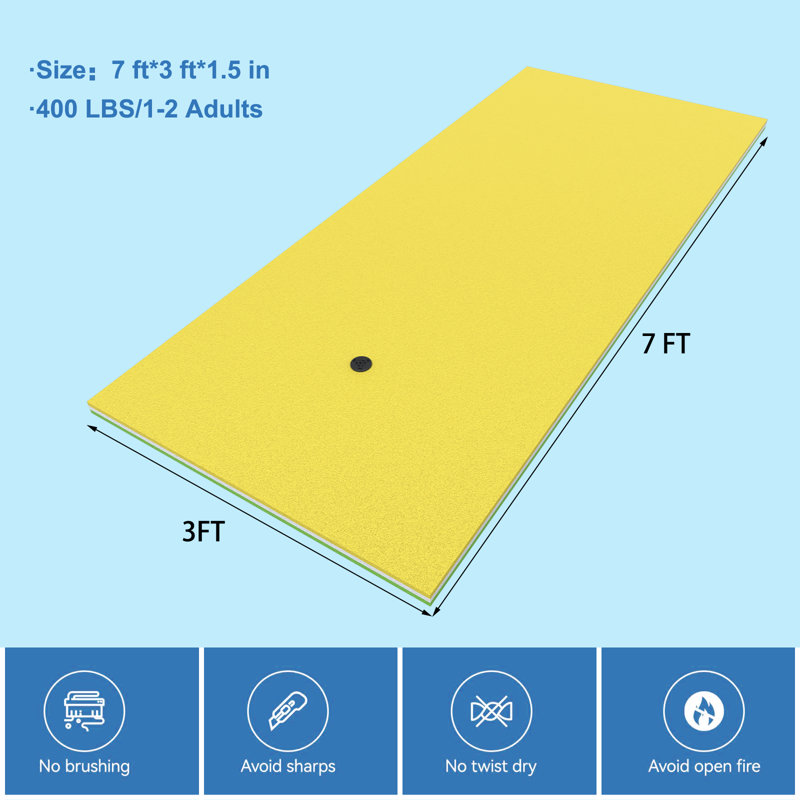 7ft. Floating Water Mat, Yellow/Green