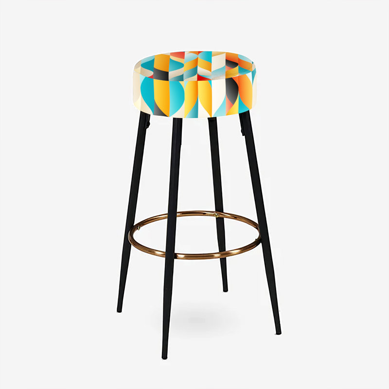 Ensemble de 2 tabourets de bar géométriques orange et turquoise