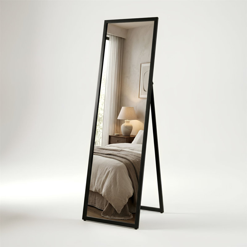 Harbour Housewares Square Full-Length Mirror - Freestanding Mirror for Bedrooms & Hallways, Black