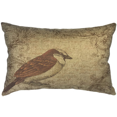  Brown Bird Linen Lumbar Pillow