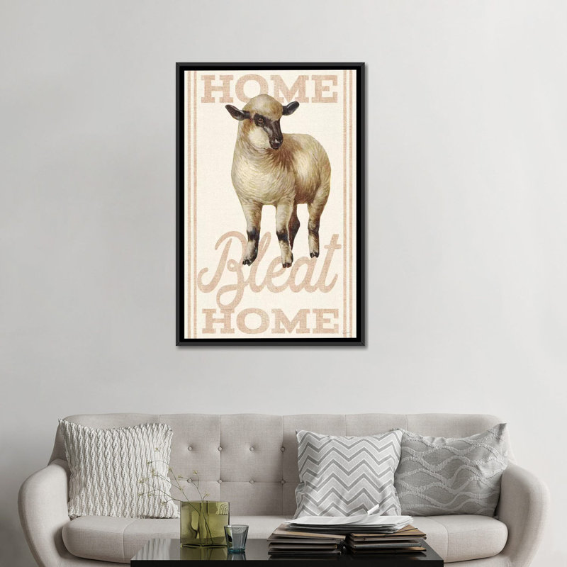 «Home Bleat Home», reproduction d'impression sur toile tendue, H 26 po x l 18 po x P 1,5 po, Toile avec cadre noir