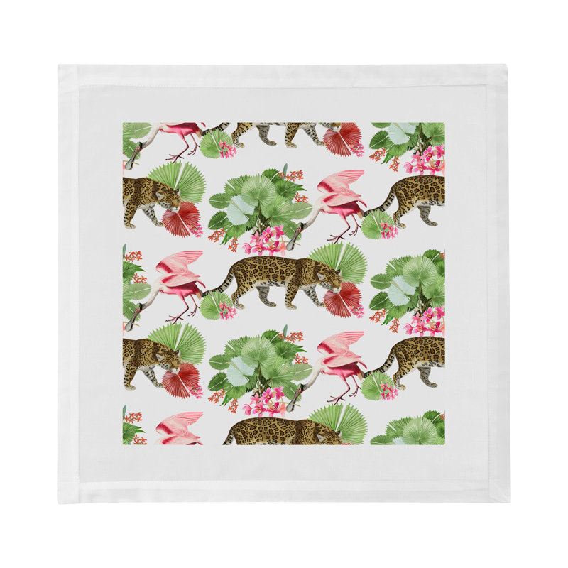 Leopard Walk Hemstitch 22" Linen/Cotton Napkin