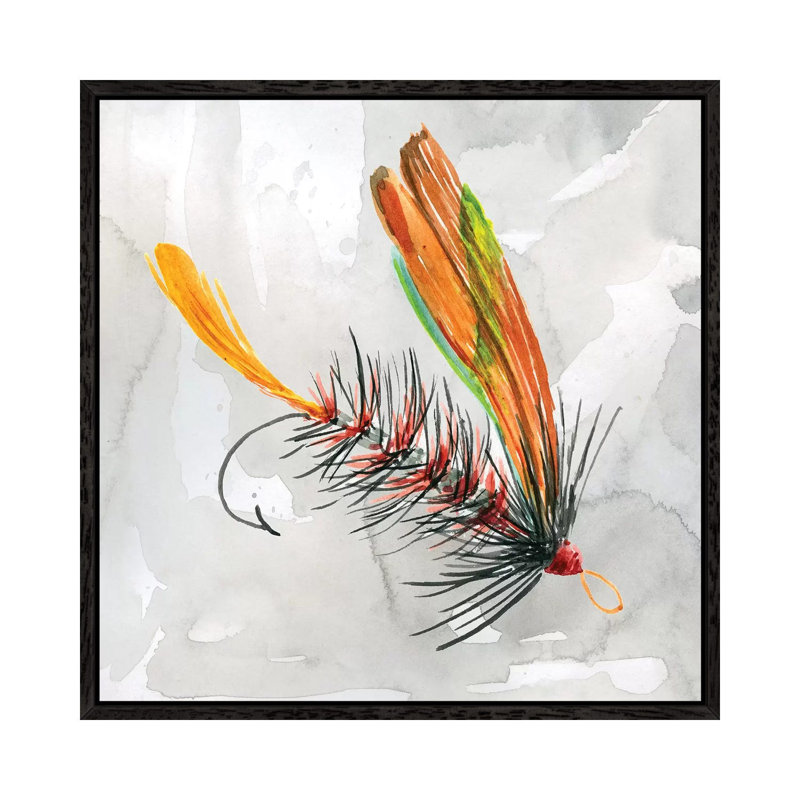 Fly Hook II by Carol Robinson - Painting on Canvas, 45.72 cm H x 45.72 cm W, Black Framed