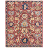 Hand Knotted Wool Area Rug in Red