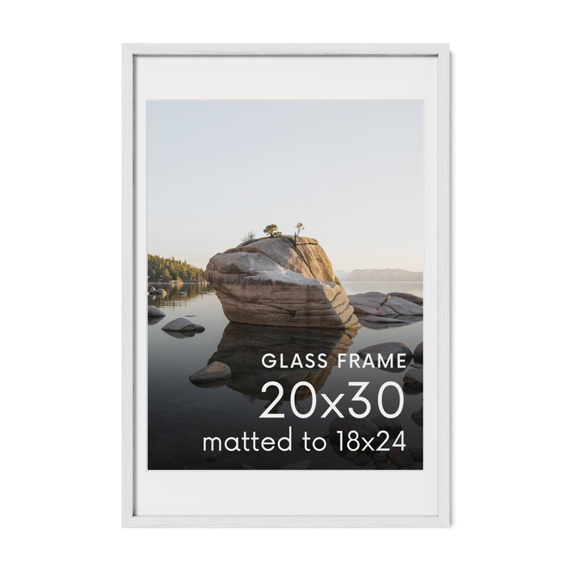 Cadre photo en bois massif avec verre, Blanc, L 20 po x H 30 po