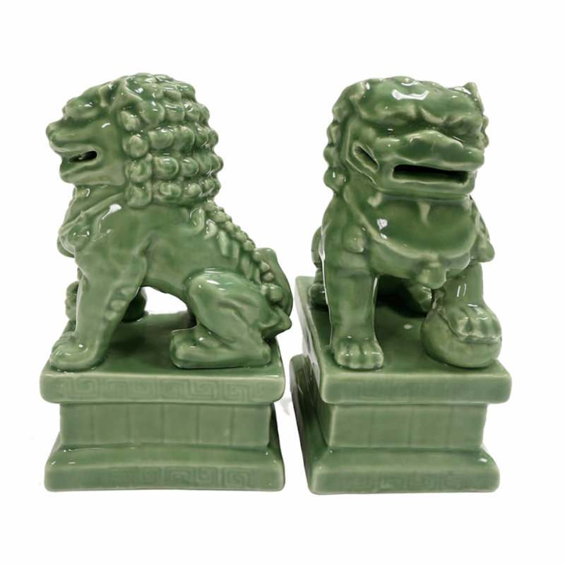 MINI PALE GREEN FOO DOGS, Moss Green