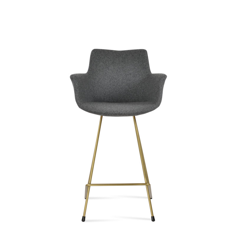 Bottega Cat Bar & Counter Stool, Dark Gray, Brass, Counter Stool (24" Seat Height)