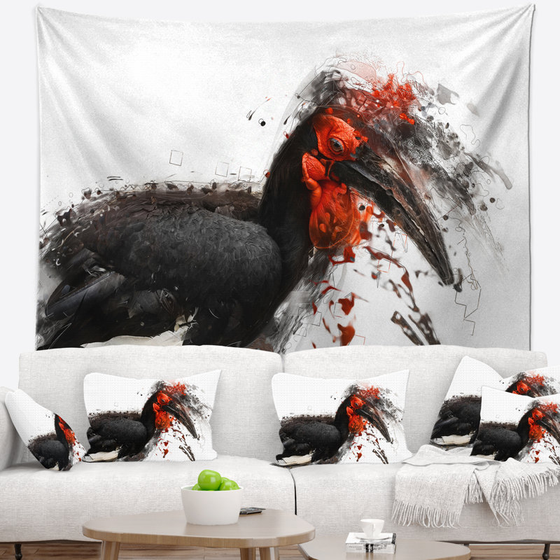 Tapisserie d'oiseaux exotiques relaxants, H 32 po x l 39 po