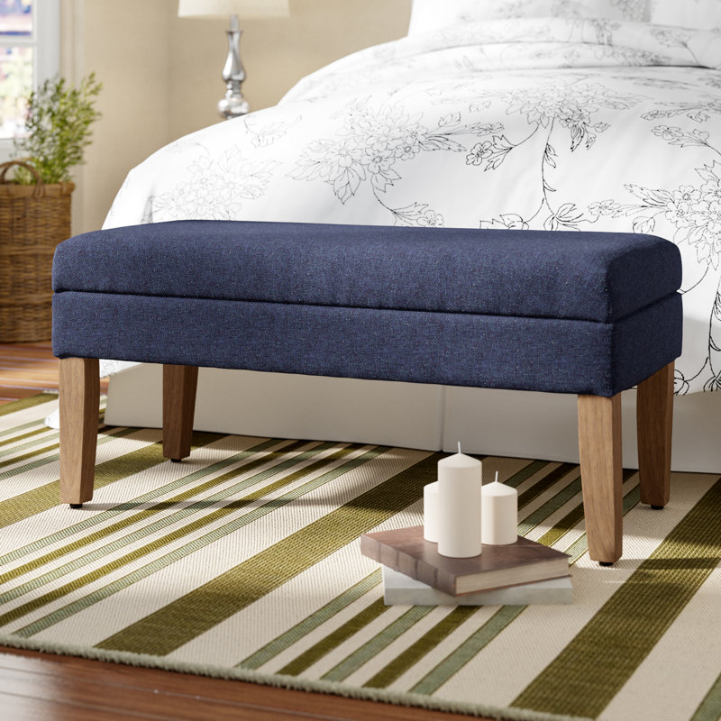 Banc de rangement rembourré North Andover, Bleu marine