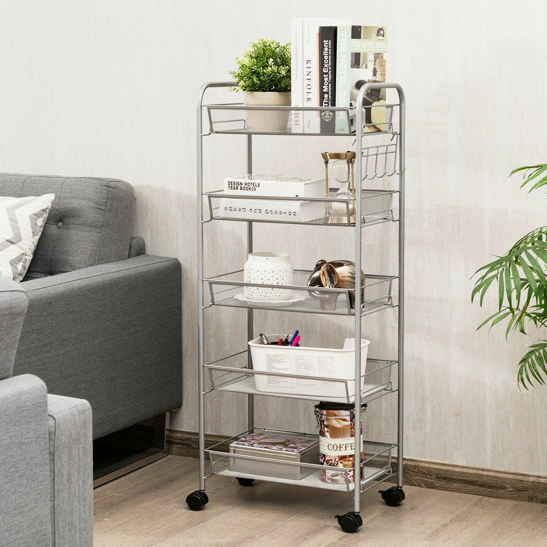 Costway 5 Tier Mesh Rolling Utility Cart & Reviews | Wayfair