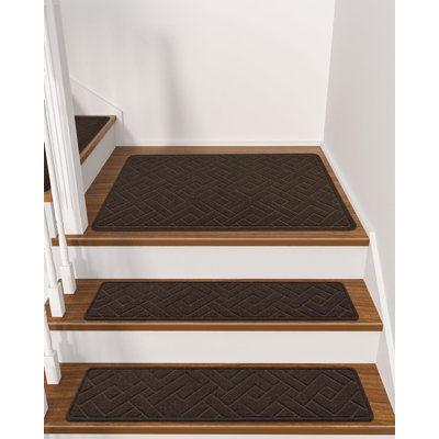 Stair Treads for Wooden Steps Indoor Stair Landing Rug Non Slip, Peel and Stick Stair Treads Matching-Mat 20"X32", Polyester TPR Backing,Brown