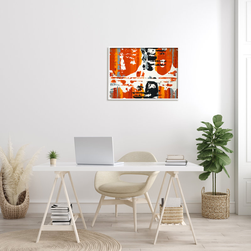 « burne orange momentum », reproduction, H 24 po x l 30 po x 1,5 po, Giclée encadrée blanc bord de mer