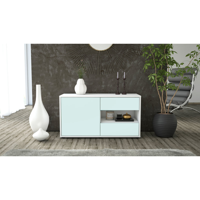 Dallin 92cm W 2 - Drawer Chest of Drawers, Light Blue / Matte White