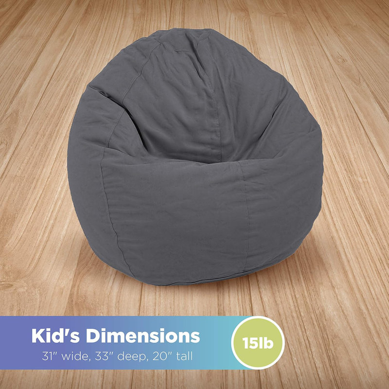 Comfy Cotton Bean Bag Chair | Filled w/Polystyrene Beads & CertiPUR Foam | Perfect for Adults, Teens & Kids, Red Cotton Blend