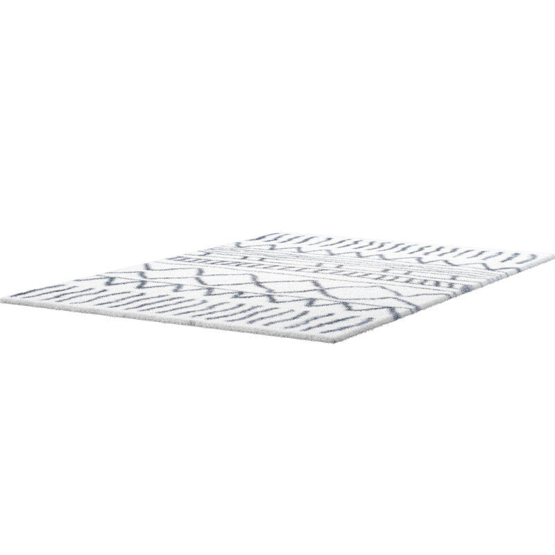 Tapis gris / blanc à motif géométrique Kajuan, Rectangle 5 pi 3 po x 7 pi 6 po