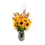 Sunflower, Hydrangea and Dahlia Fall Arrangement in a Glass Vase