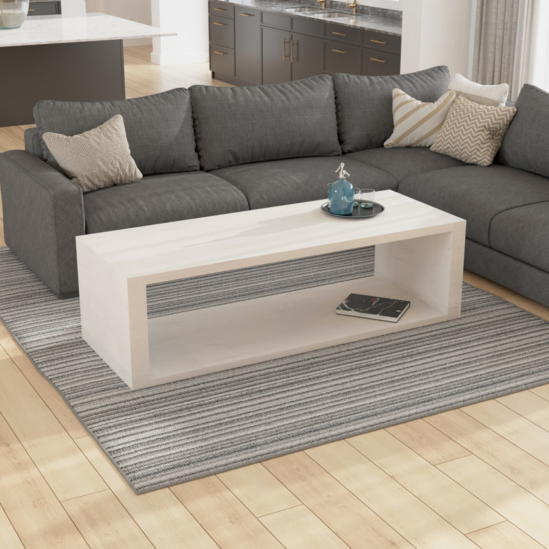 Table basse en bois avec tablette ouverte Keli Walpole, Blanc délavé