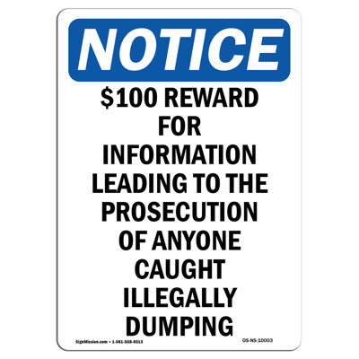 Reward for Information Leading to Prosecution Sign