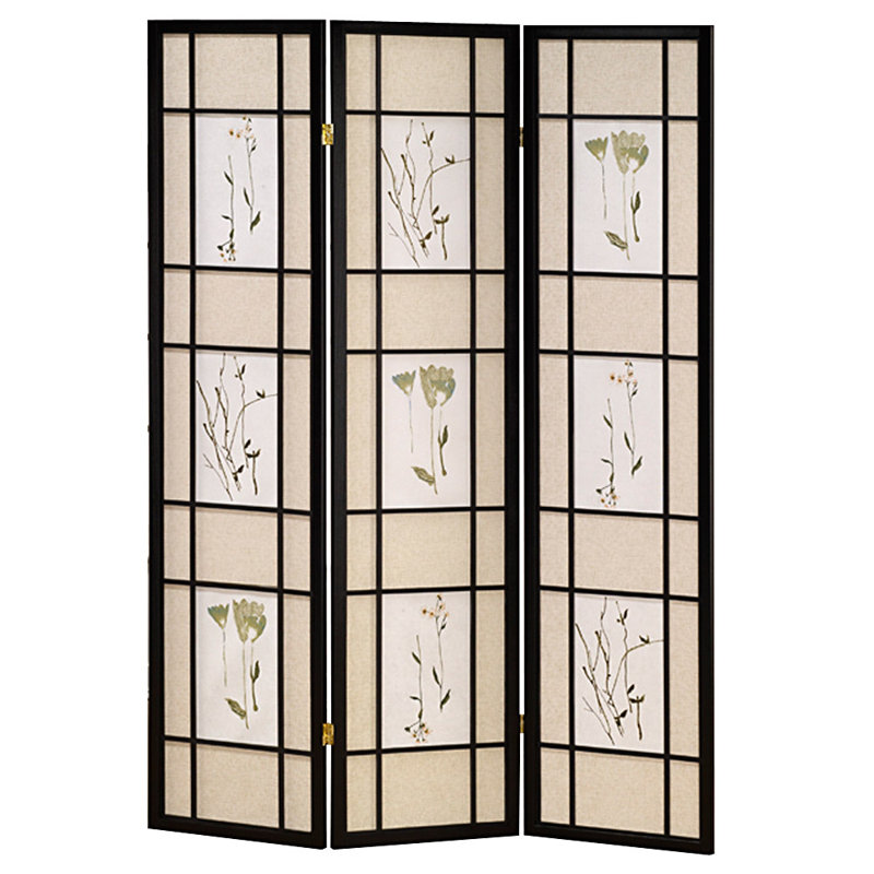 Boothbay Solid Wood Folding Room Divider, Black, 3