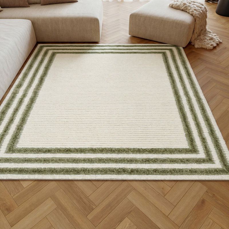 Tapis ivoire vert à poils longs 7 pi 10 po x 9 pi 10 po Nourison Pacific, Ivory/Green, Rectangle 7'10" x 9'10"