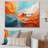 Teal Orange Bold Abstract Flow Collage I - Dams Wall Art-686945162-686945159