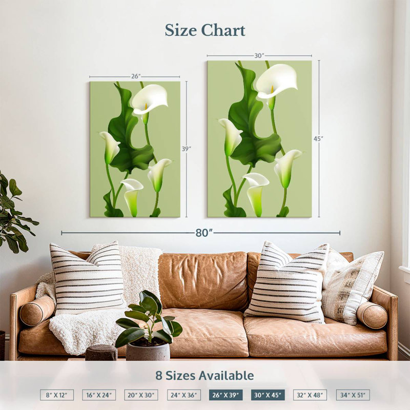 Harnek White Calla Lily, 39" H x 26" W