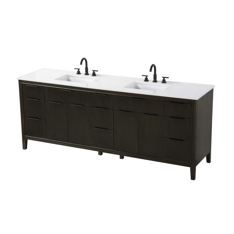 Meuble-lavabo double 84 po en chêne chocolat, Chêne chocolat