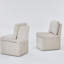 Chaise de salle à manger rembourrée en lin avec roulettes et espace de rangement - ensemble de 2-1997789003