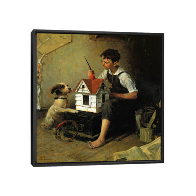 «Paniting the Little House» par Norman Rockwell, reproduction d'art sur toile