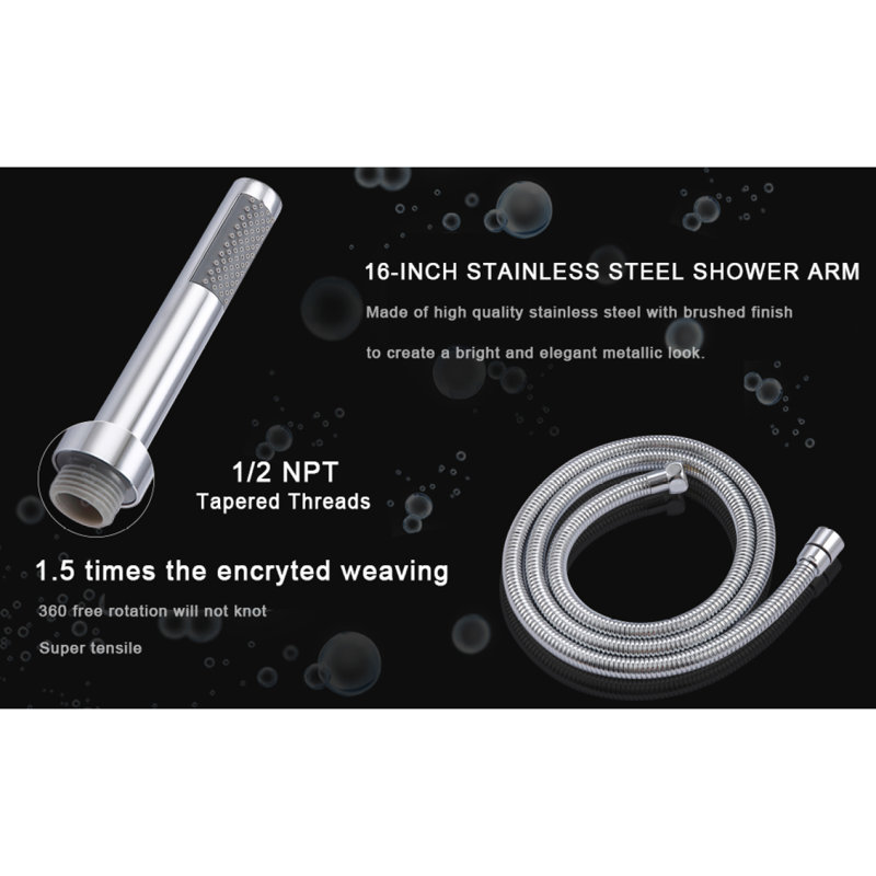 Shower System Shower Faucet Combo Set Wall Mounted With 10" Rainfall Shower Head And Handheld Shower Faucet, Chrome Finish Shower Faucet Rough-In