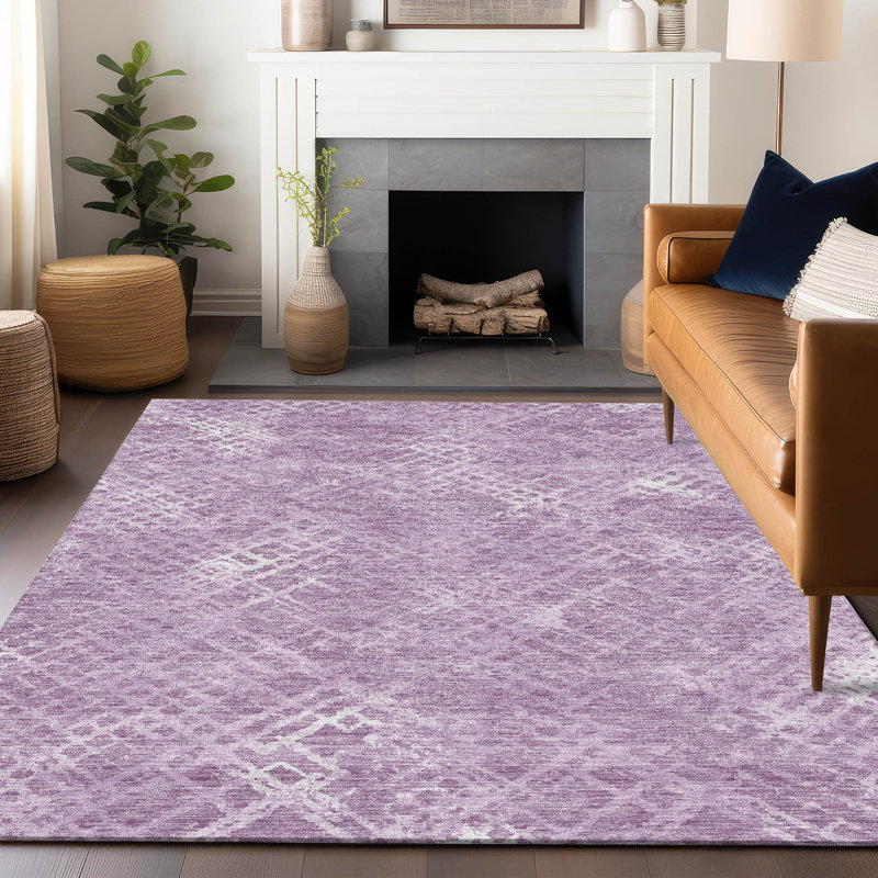 Tapis lavande Prisco lavable à la machine de qualité supérieure, Rectangulaire 8 pi x 10 pi