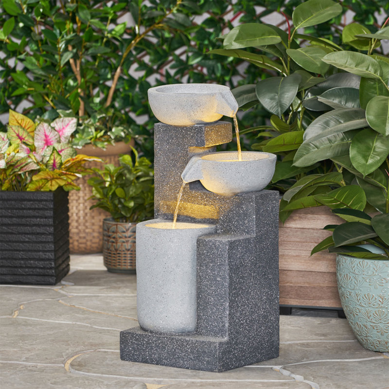 Fontaine d'extérieur résistante aux intempéries de 28 po avec fontaine artisanale traditionnelle pour le jardin