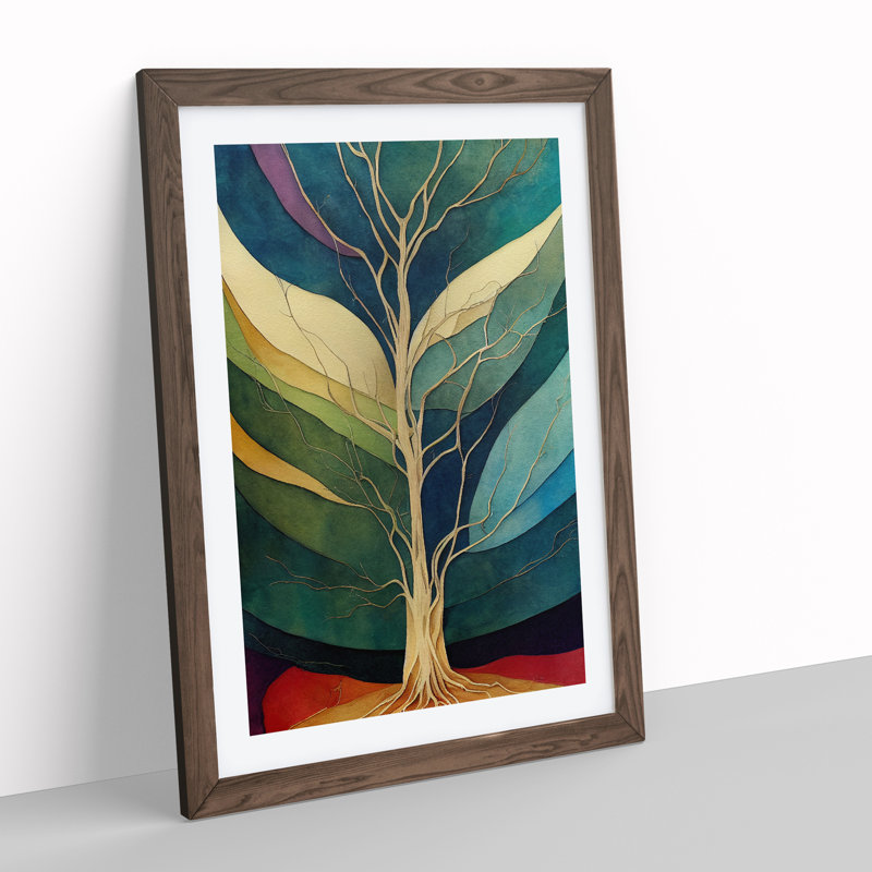 Colourful Tree Leaves No.3 Abstract - Single Picture Frame Print, Walnut, 64cm H x 46cm W x 2cm D