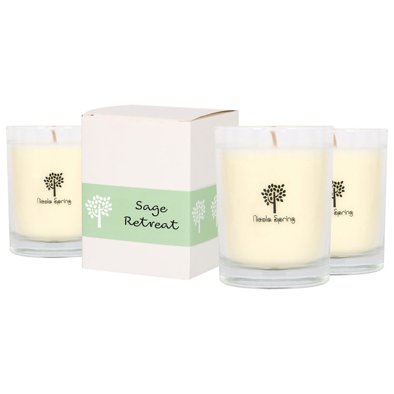 Nicola Spring Sage Retreat Soy Wax Candle, 160g, Pack of 3