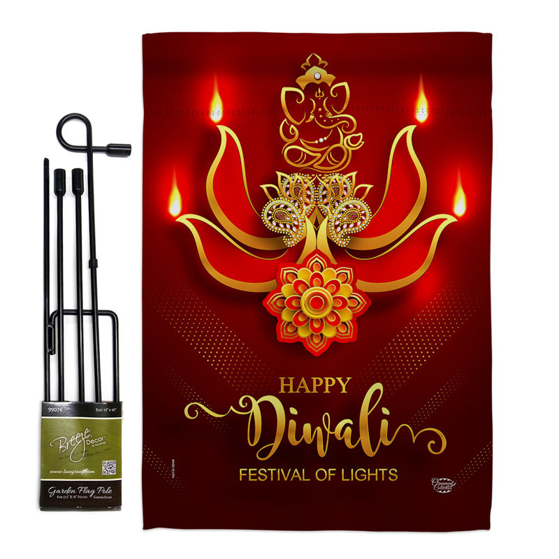 Ensemble de drapeaux en polyester 19 x 13 po Festival of Lights