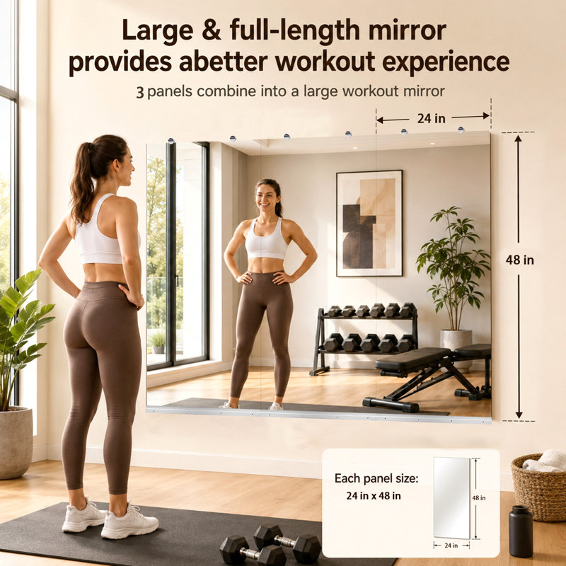 Gym Mirror 24x48 Inch -3PCS