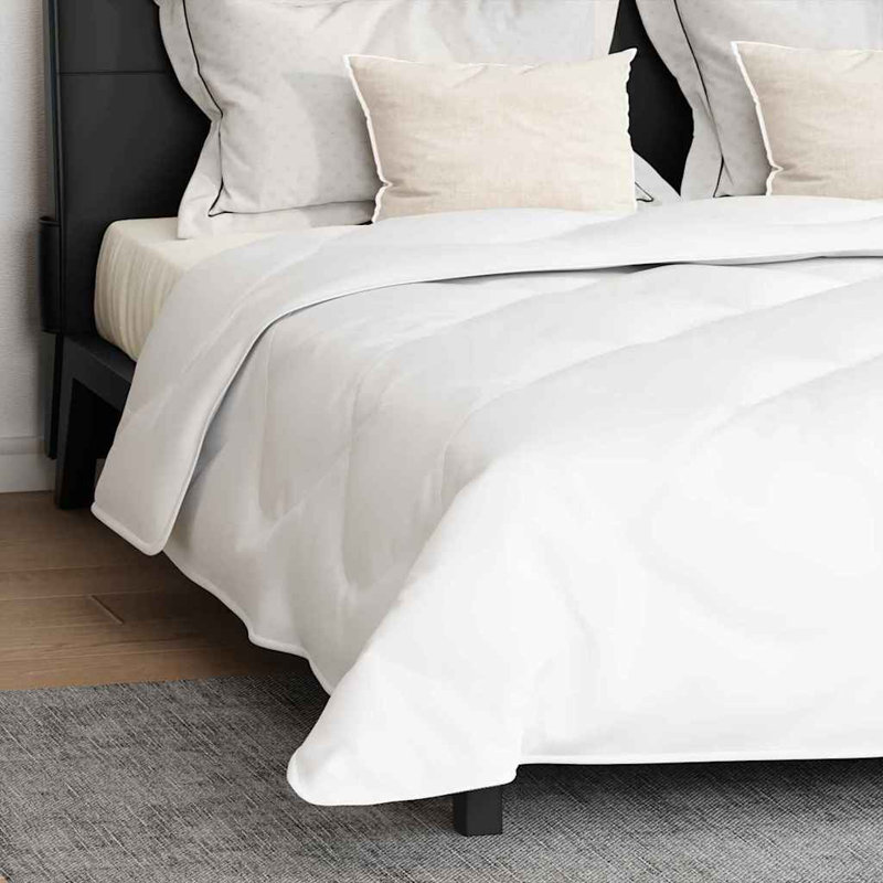 Duvet With Pillows Argyle 3 Pcs White Microfibre, Double Duvet Cover Set + 2 30 x 50cm Pillows