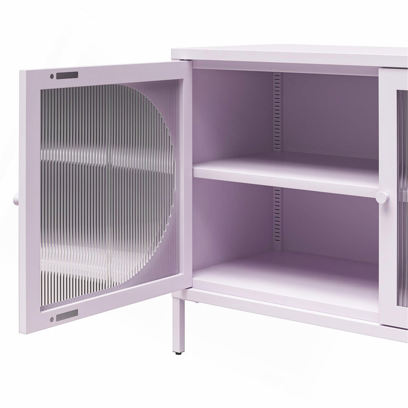 Armoire d'appoint 2 portes avec verre cannelé Luna, Lilas