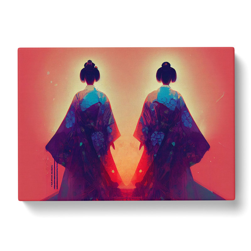 Two Geisha - Wrapped Canvas Print, 35cm H x 50cm W x 3cm D