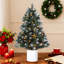 Arbre de Noël artificiel illuminé 3 pi avec 3 lumières à DEL avec 115 branches en PVC, mini sapin de Noël, mini sapin de Noël pour un bureau personnel