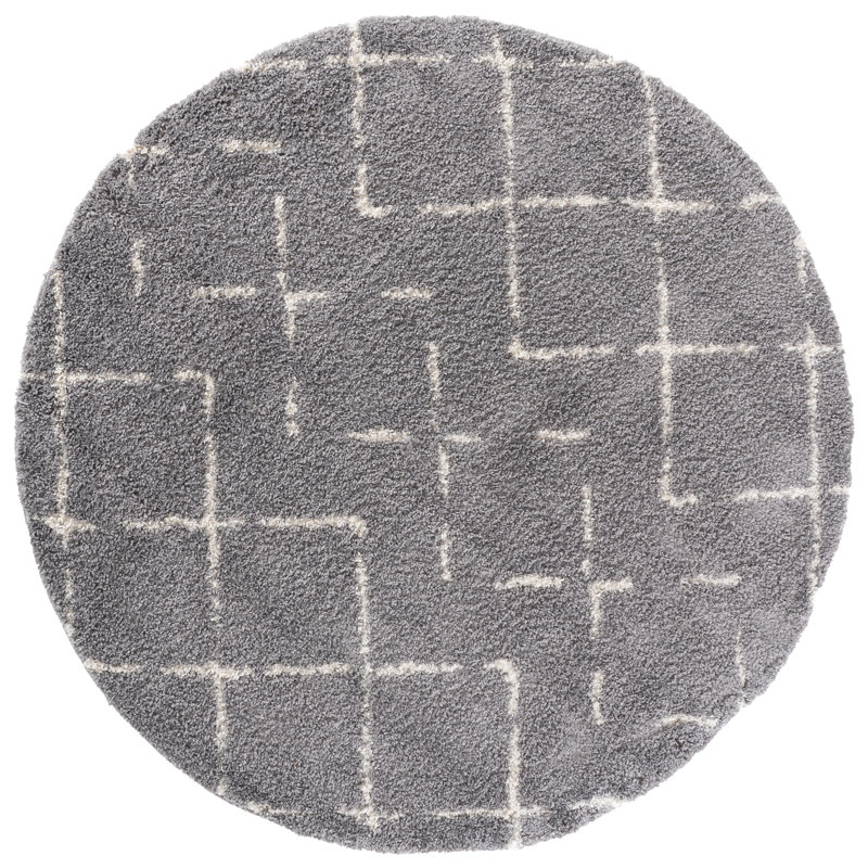 Tapis gris / ivoire Angelka, Rond 6 pi 7 po